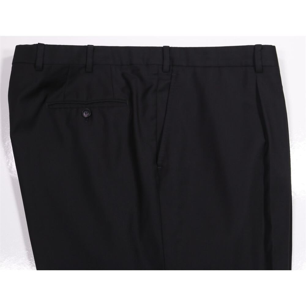 Brioni Current Solid Black Pleated Wool Dress Pan… - image 2